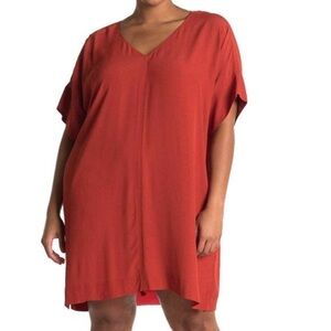 Madewell novel shift dress in estruscan coat medium short sleeve v neck fall